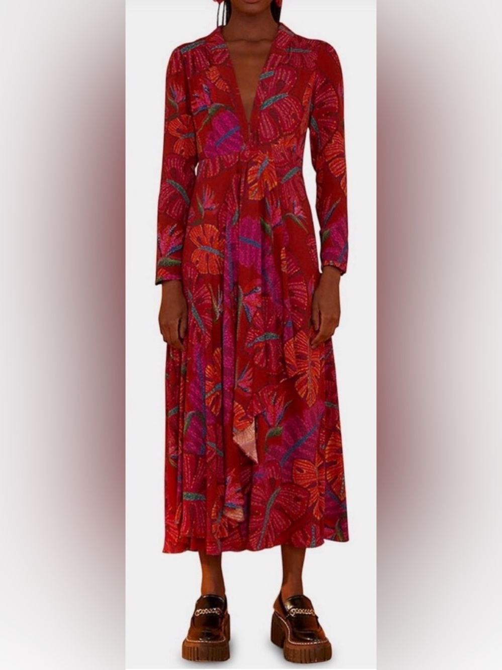 FARM Rio Delicate Leaves Maxi Dress, sz S